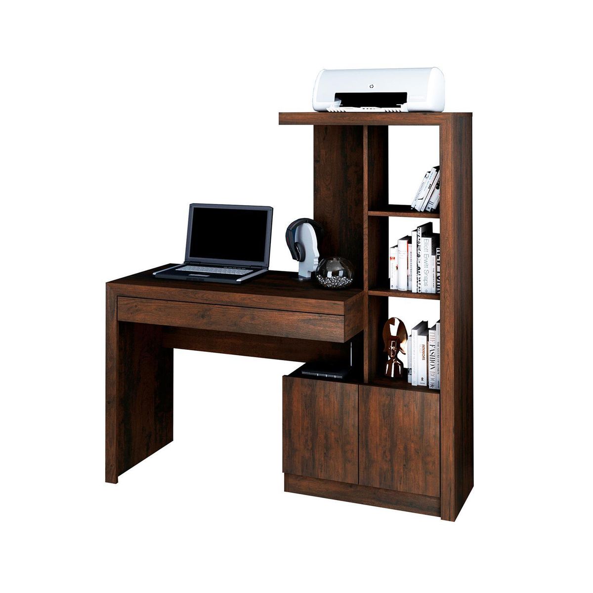 BONNO - Escritorio con Repisa Nolan Rústico