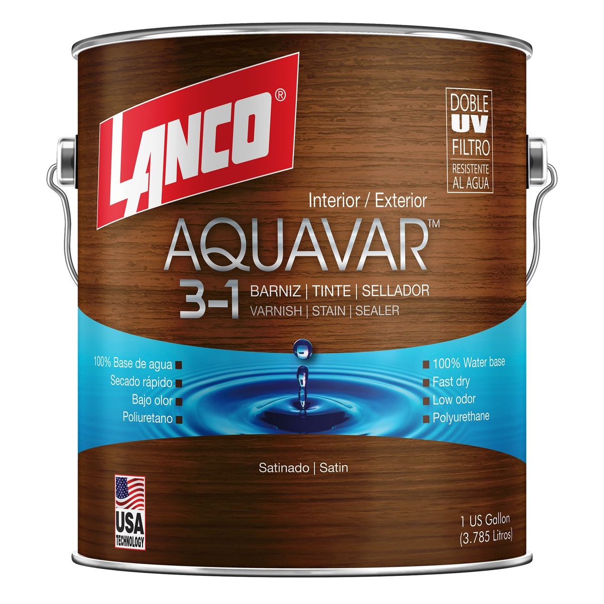 LANCO - Sellador barniz tinte Aquavar Satinado Lanco 1 gl