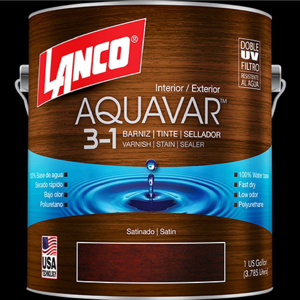 LANCO - Sellador barniz tinte Aquavar Satinado Lanco 1/4 gl