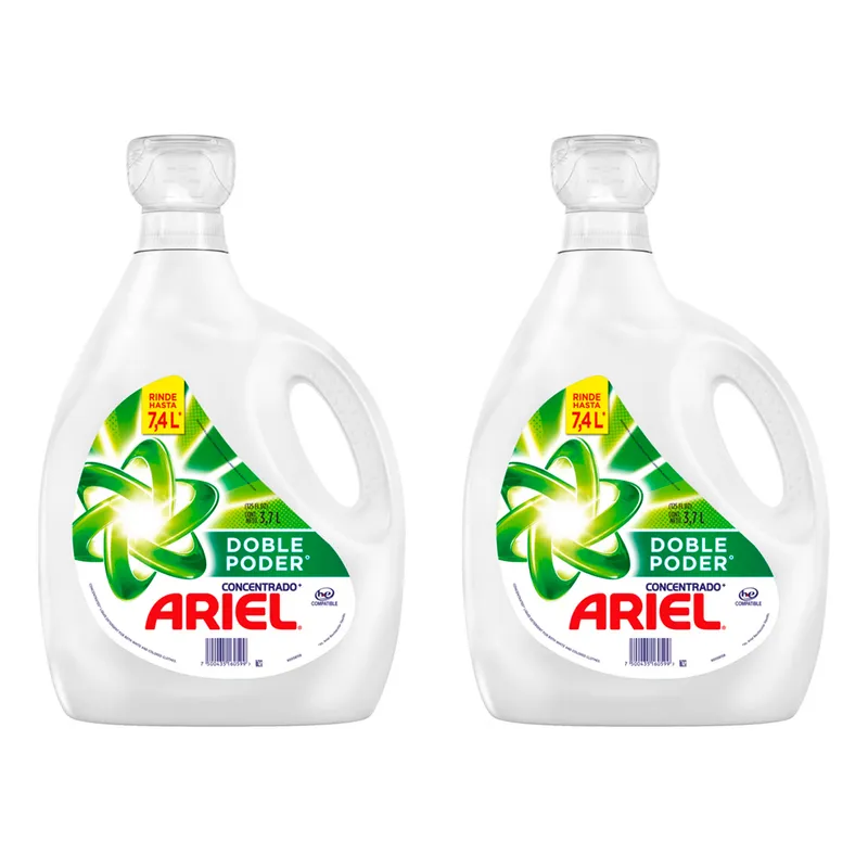 ARIEL - Detergente de Ropa Doble Poder Liquido 3.7l Pack x2