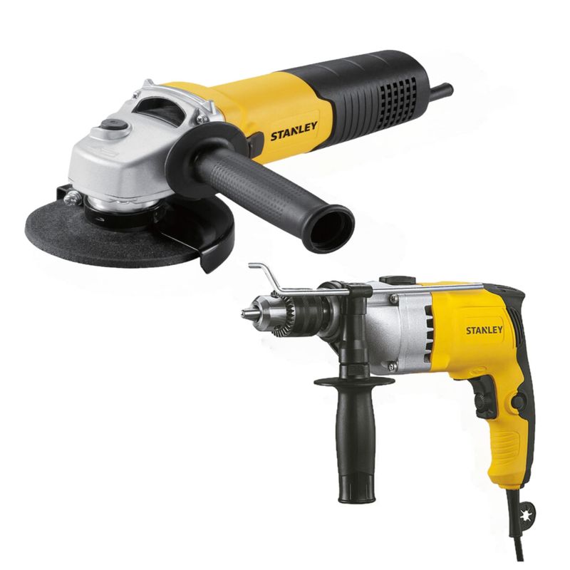 STANLEY - Esmeril Angular Stanley 4 1/2" (115MM) 1050W+ Taladro Percutor Stanley 1/2" 800W STDH8013 