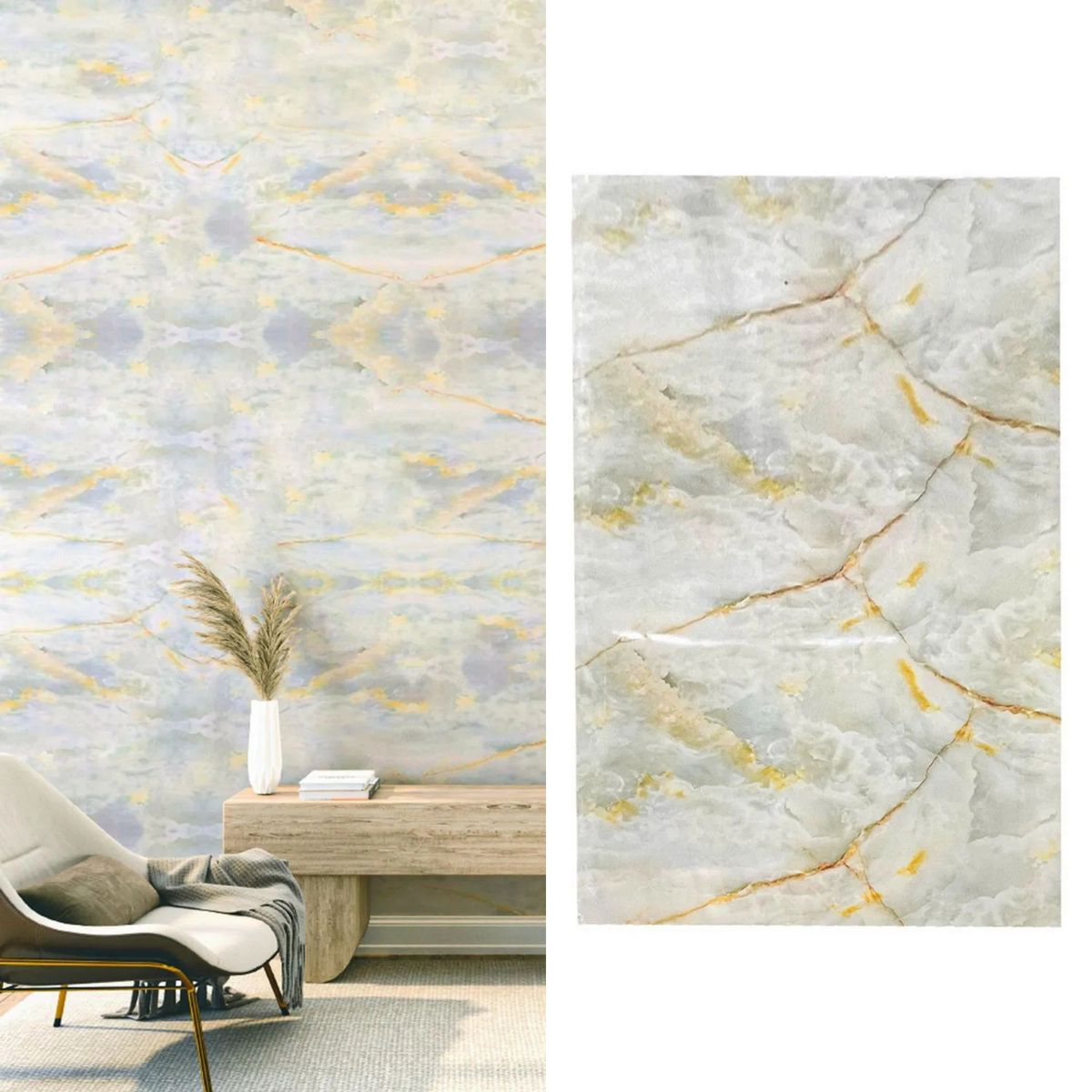 DECOKASA - Panel SPC Dorado Marmolizado 244x122cm 5mm para Pared