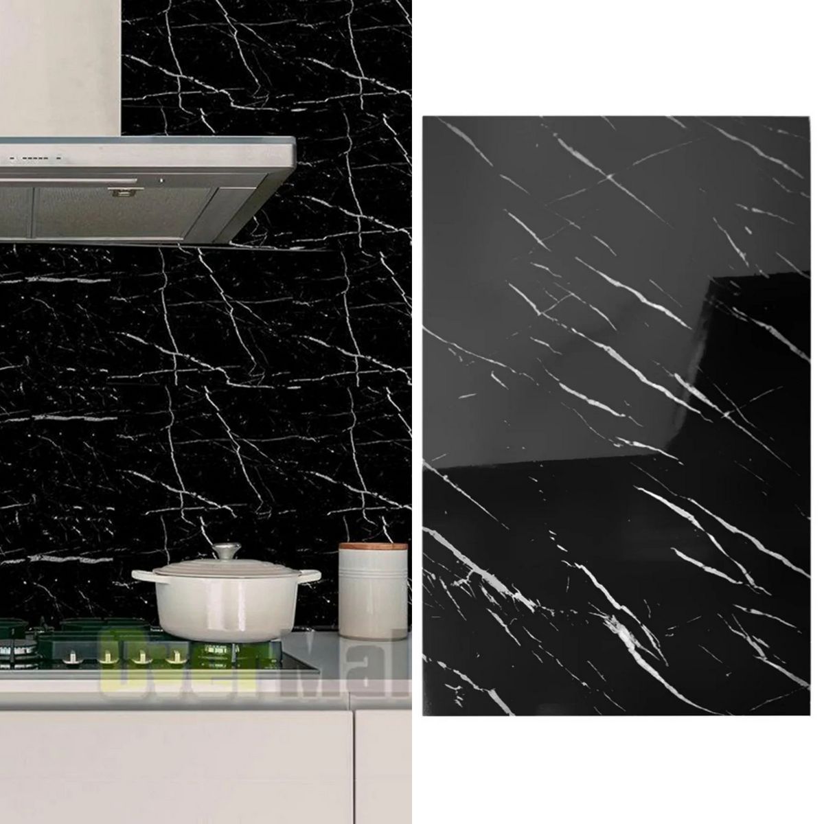 DECOKASA - Panel SPC Negro Marmolizado 244x122cm 5mm para Pared