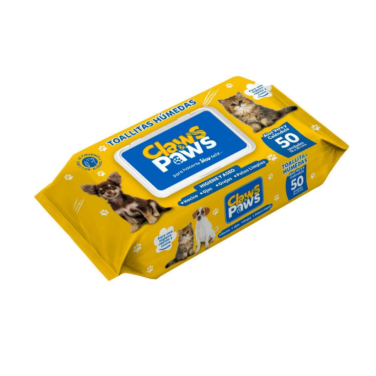 CLAWS & PAWS - Toallas Humedas Claws & Paws 50 Unidades