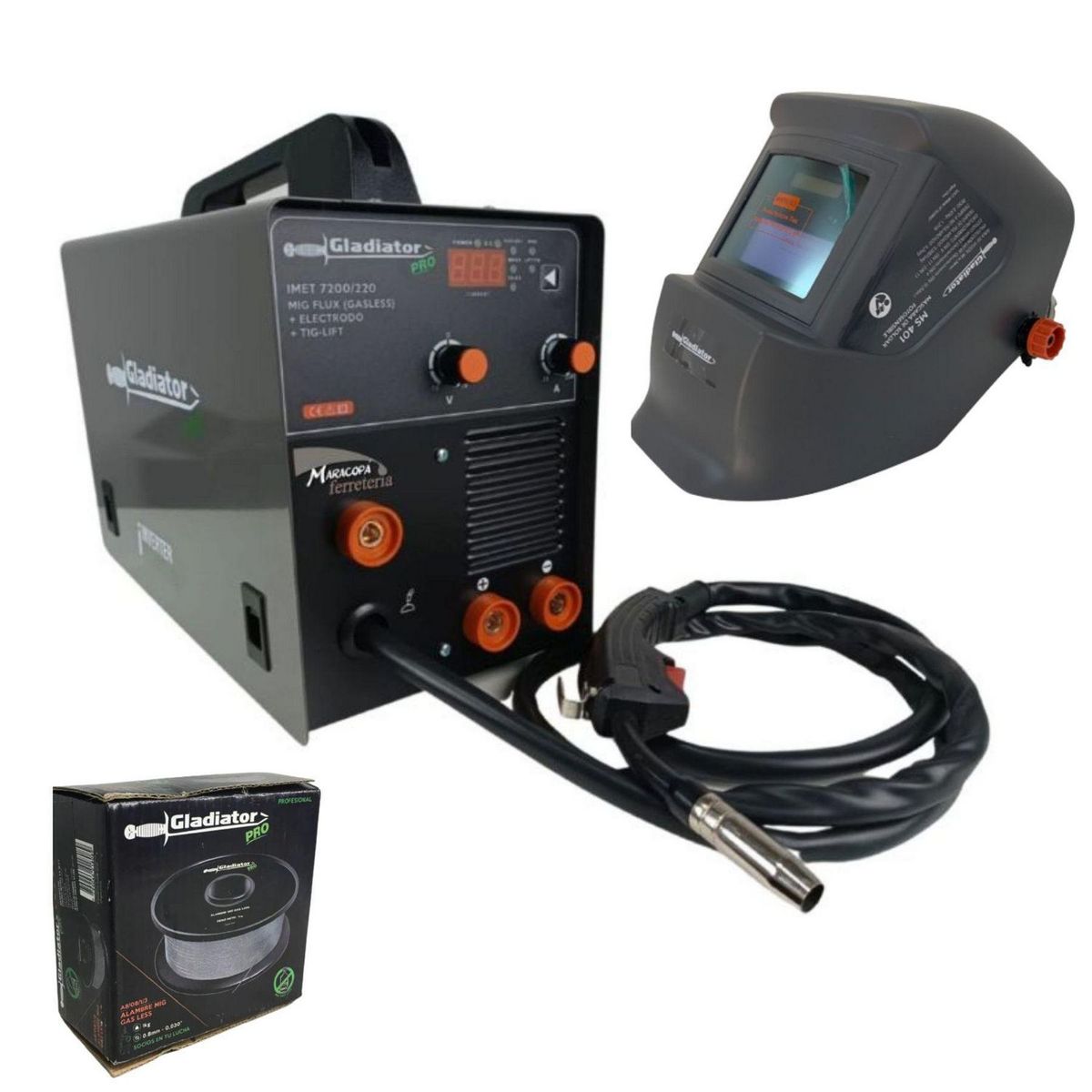 GLADIATOR - Soldadora Inverter 220V - 200A Máscara Gladiator