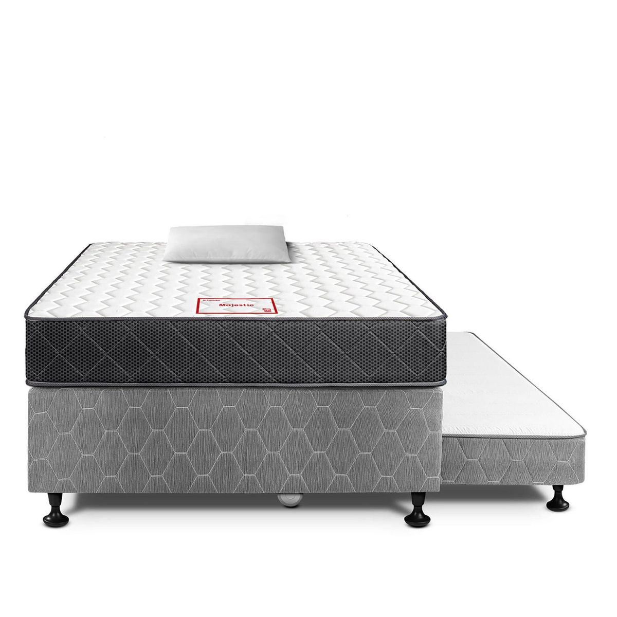 PARAISO - Cama Diván Paraíso Majestic Gris 1.5 Plazas + Almohada + Protector