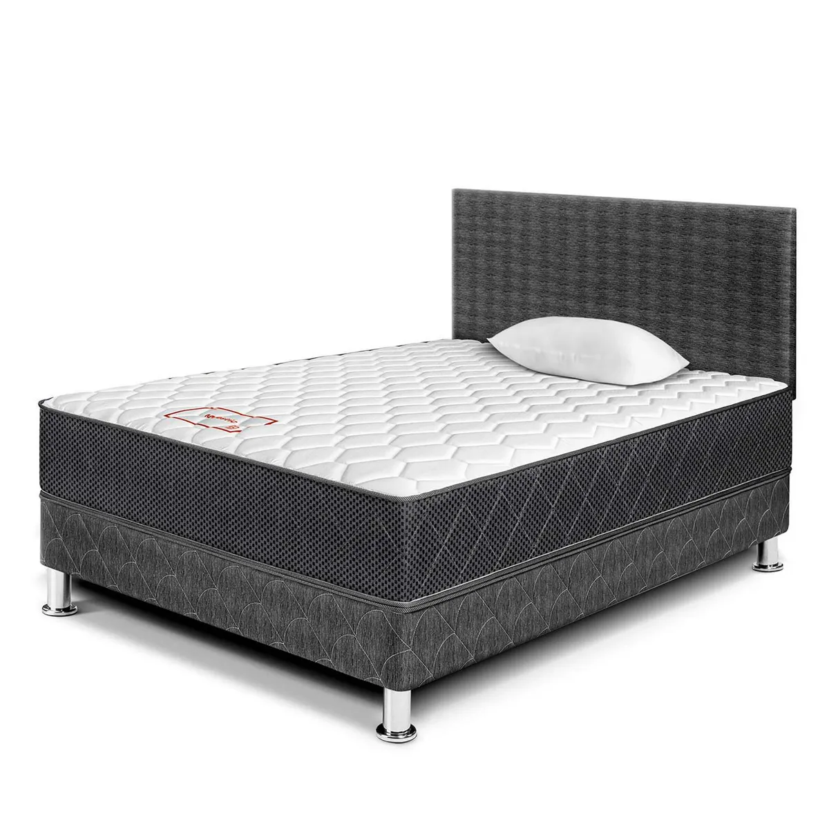 PARAISO - Dormitorio Paraíso Majestic Gris 1.5 Plazas + Almohada + Protector