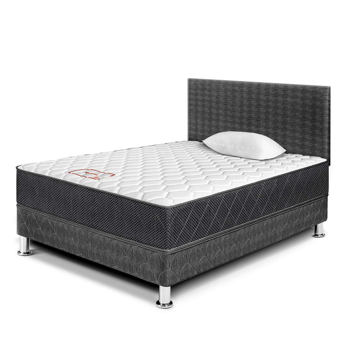 PARAISO - Dormitorio Paraíso Majestic Gris 1.5 Plazas + Almohada + Protector