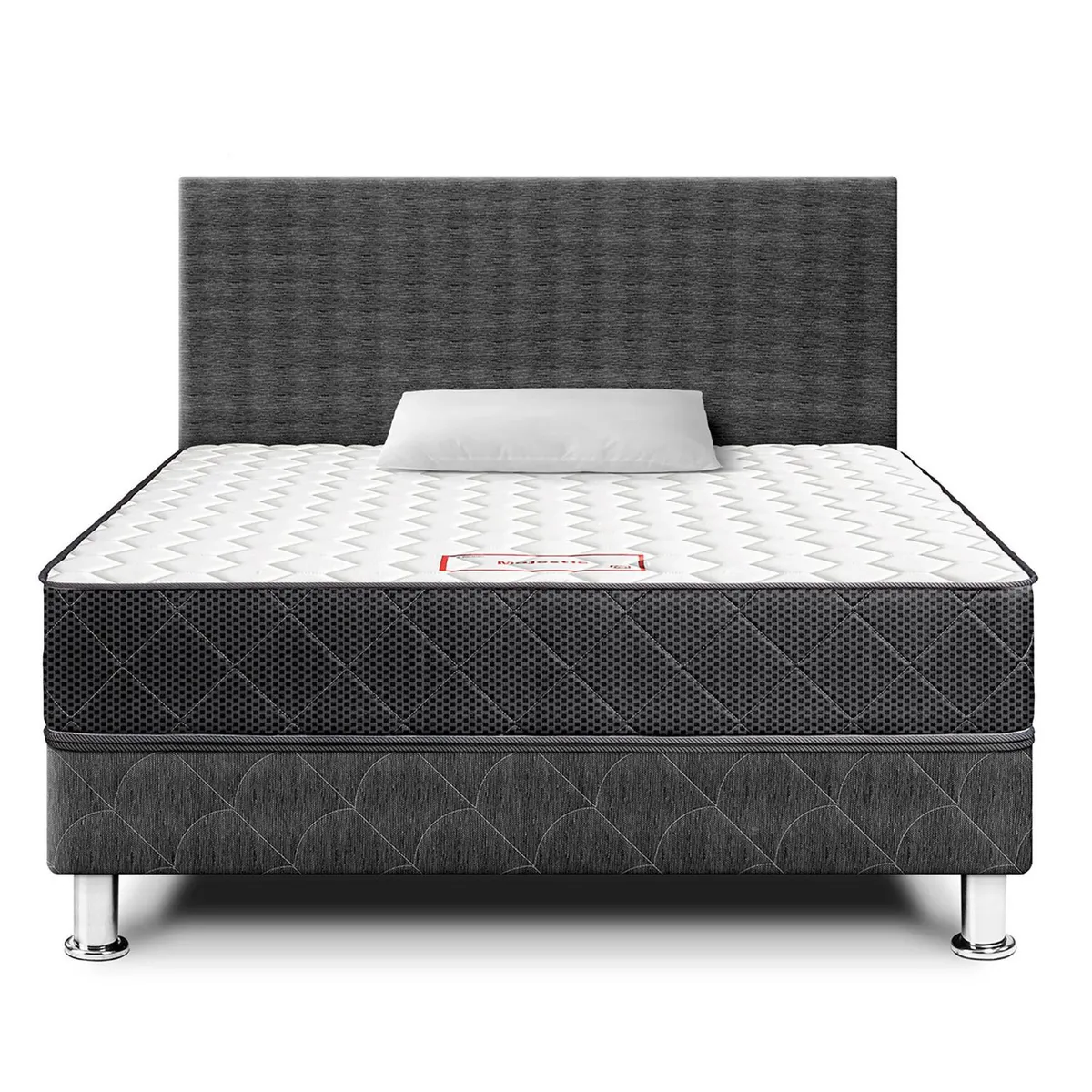 PARAISO - Dormitorio Paraíso Majestic Gris 1.5 Plazas + Almohada + Protector