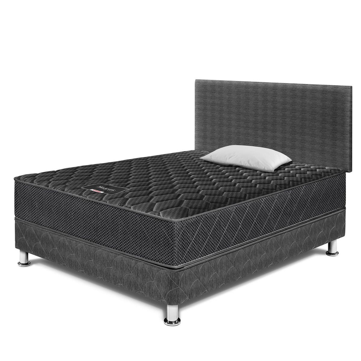 PARAISO - Dormitorio Paraíso Majestic Black 1.5 Plazas + Almohada + Protector