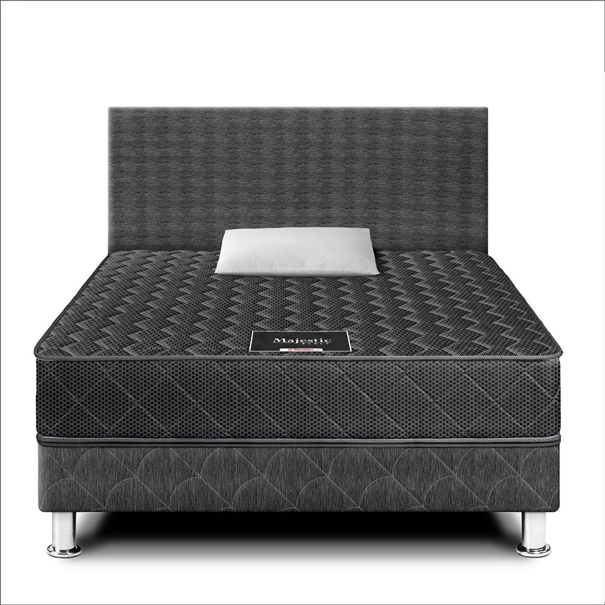 PARAISO - Dormitorio Paraíso Majestic Black 1.5 Plazas + Almohada + Protector