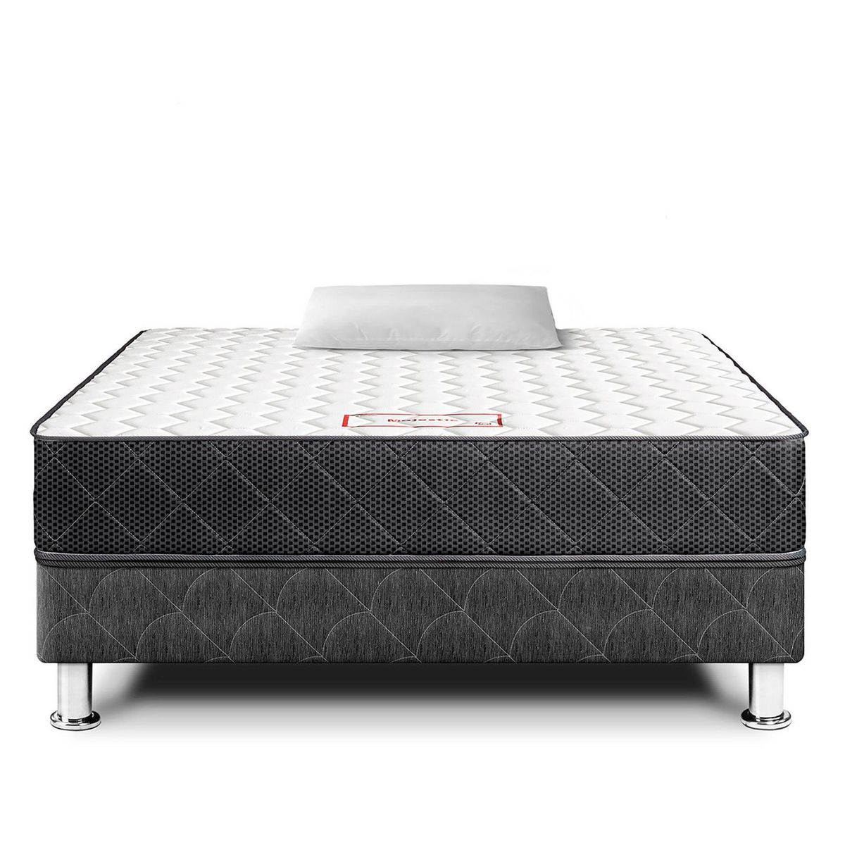 PARAISO - Cama Paraíso Majestic Gris 1.5 Plazas + Almohada + Protector