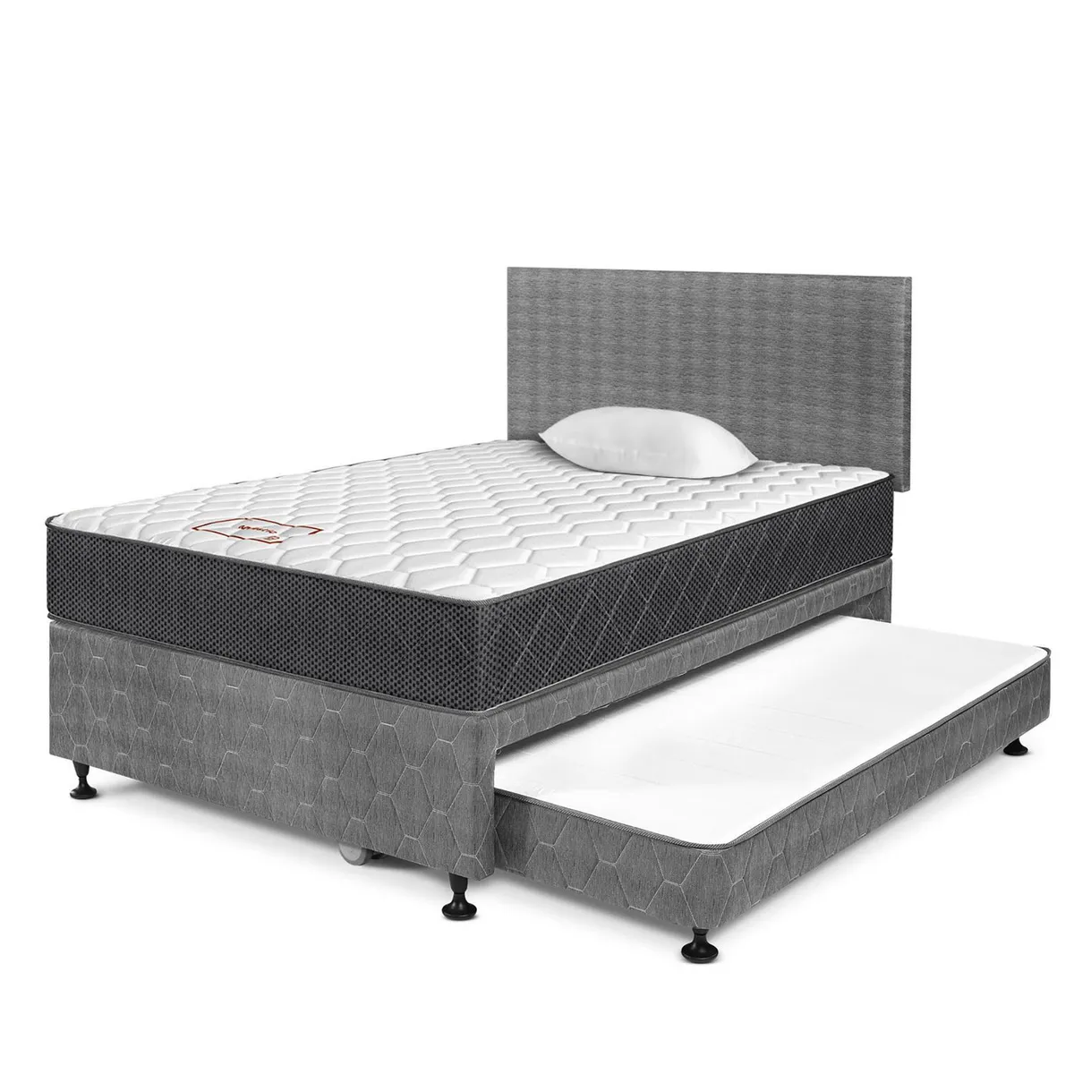 PARAISO - Dormitorio Diván Paraíso Majestic Gris 1.5 plazas + Almohada + Protector