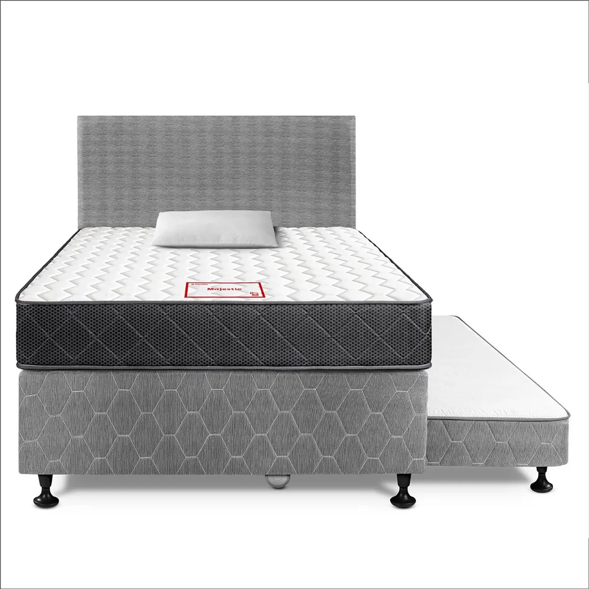 PARAISO - Dormitorio Diván Paraíso Majestic Gris 1.5 plazas + Almohada + Protector