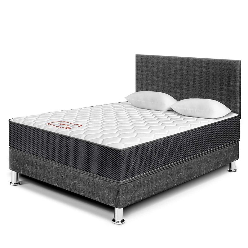 PARAISO - Dormitorio Paraíso Majestic Gris 2 Plazas + 2 Almohadas + Protector