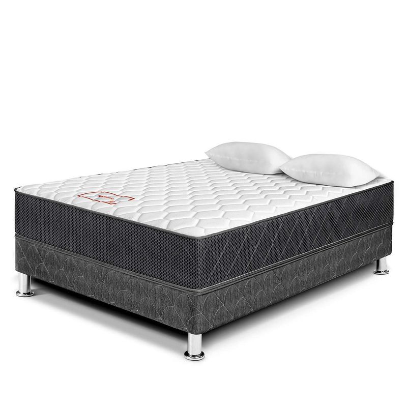 PARAISO - Cama Paraíso Majestic Gris 2 Plazas + 2 Almohadas + Protector