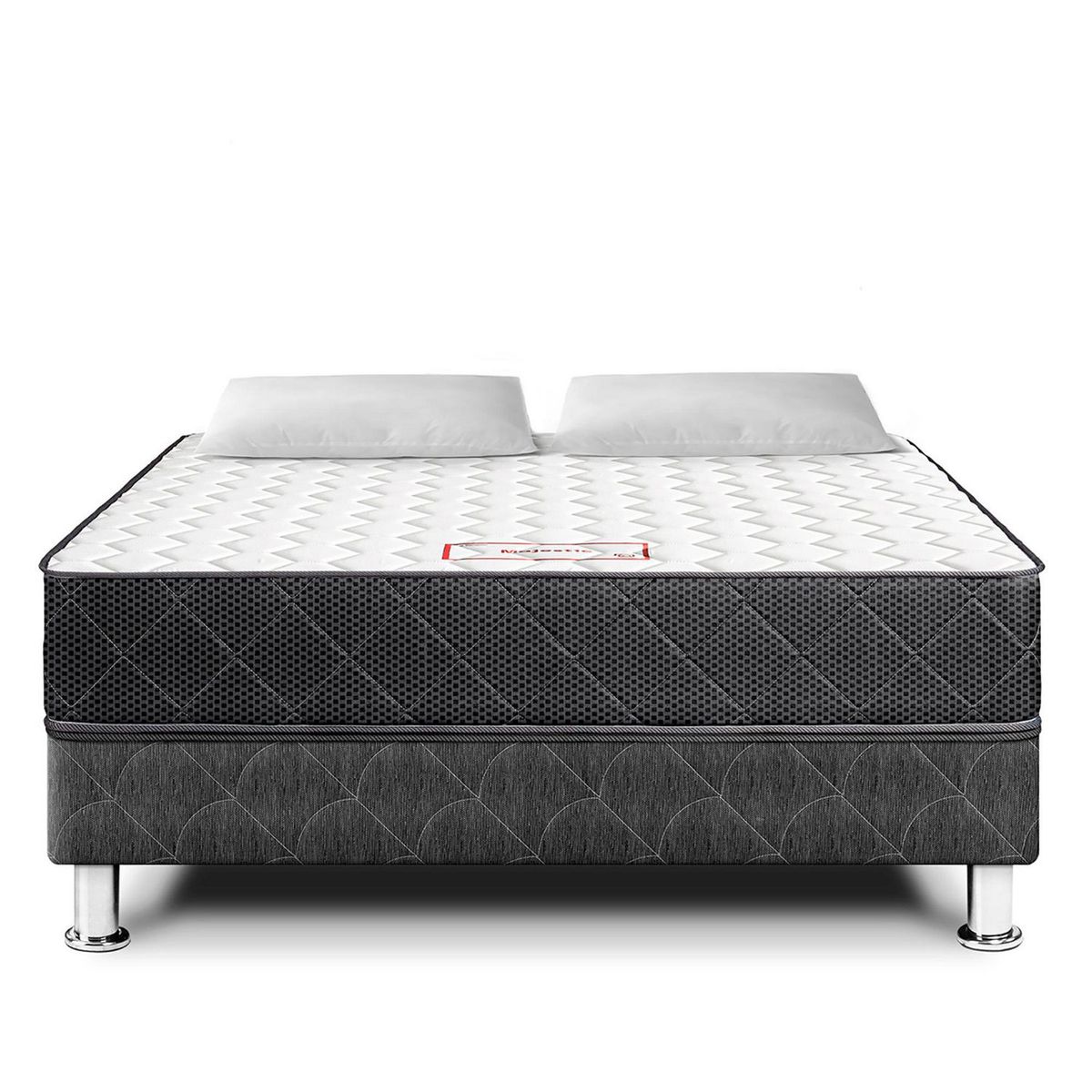 PARAISO - Cama Paraíso Majestic Gris 2 Plazas + 2 Almohadas + Protector