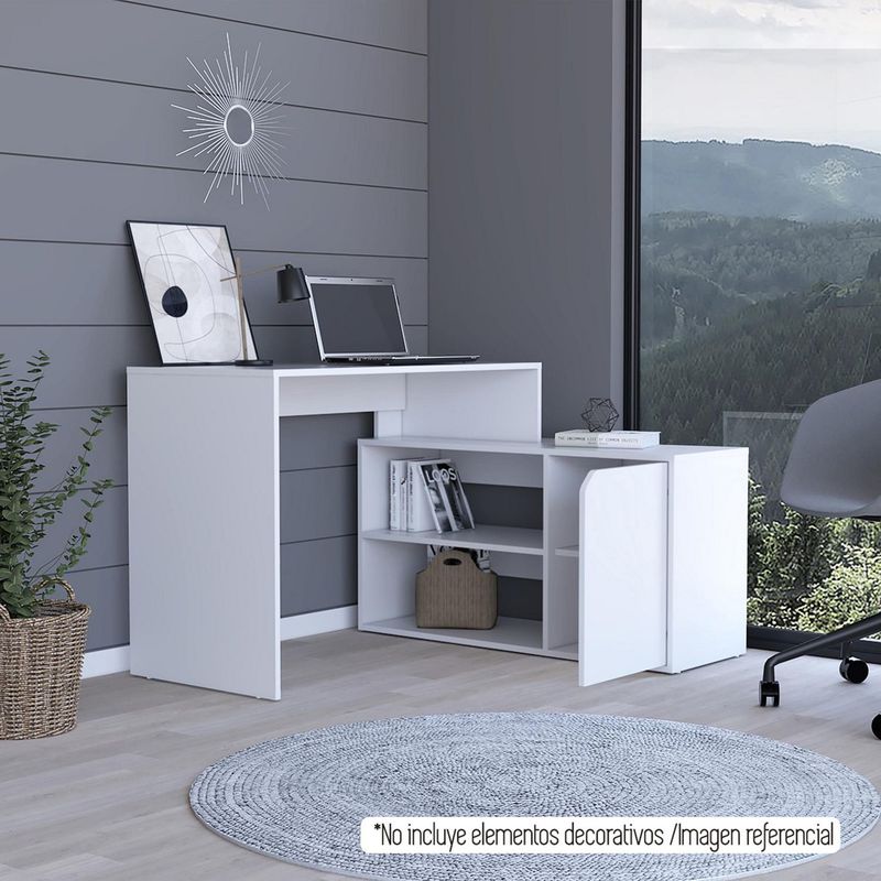 TUHOME - Escritorio en L Blanco Melamina Rennes