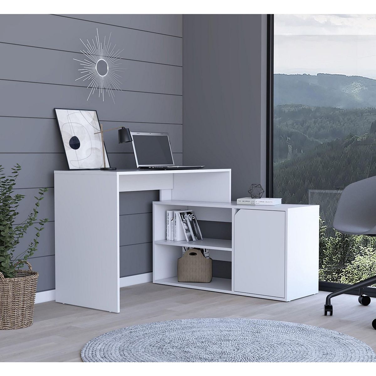 TUHOME - Escritorio en L Blanco Melamina Rennes