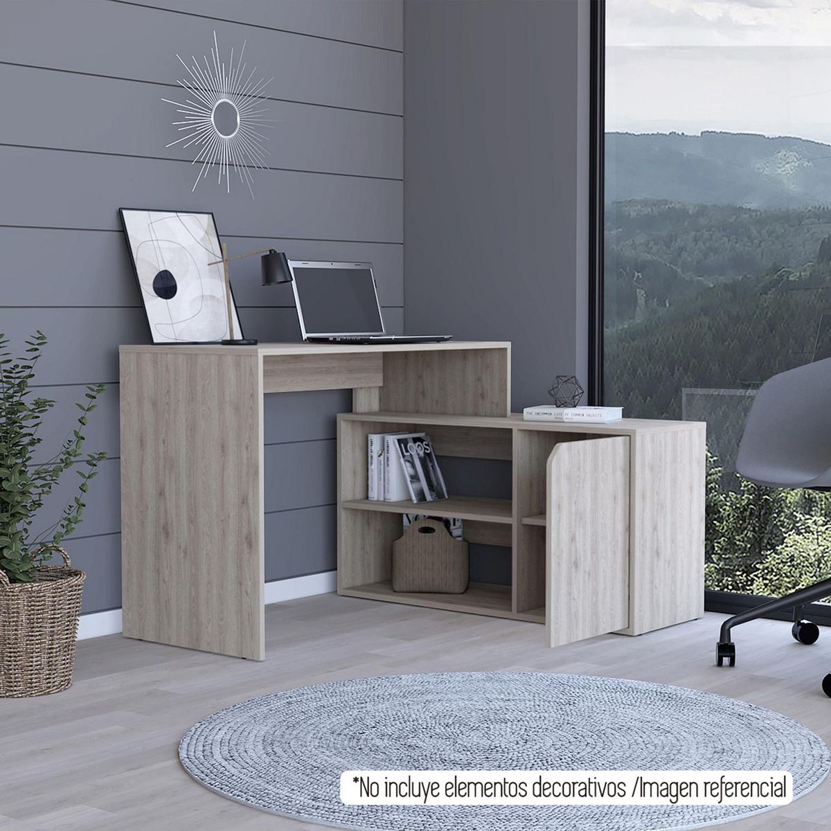 TUHOME - Escritorio en L Cenizo Melamina Rennes