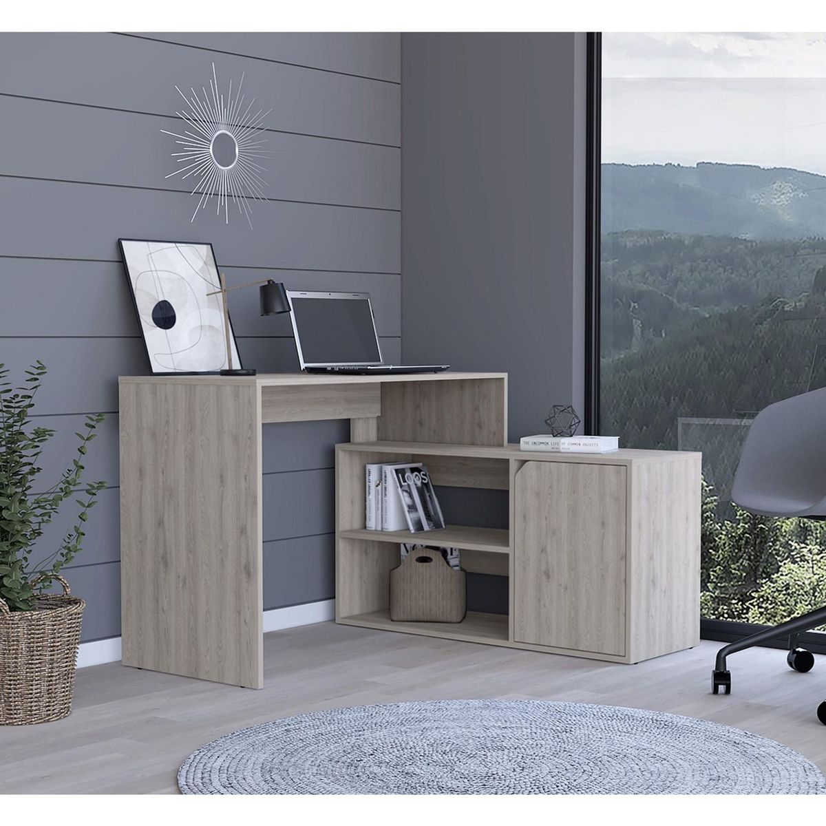 TUHOME - Escritorio en L Cenizo Melamina Rennes