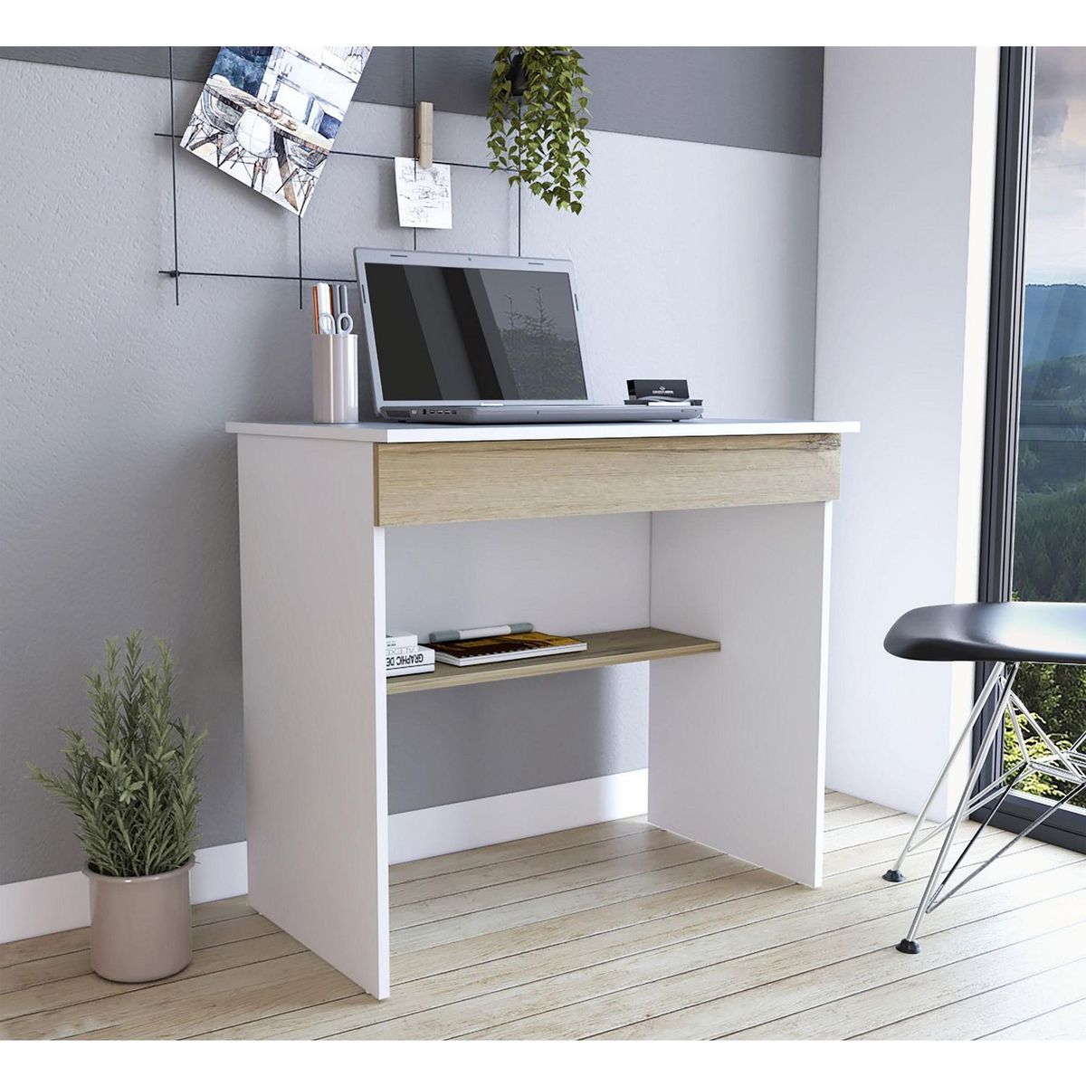 TUHOME - Escritorio Blanco Melamina Ohio