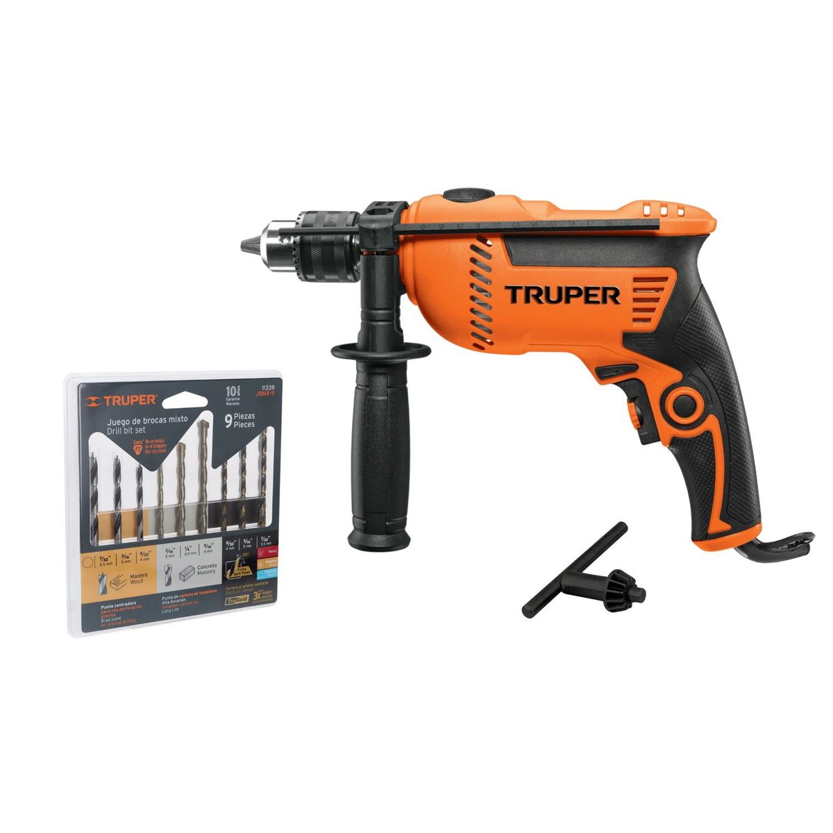 TRUPER - Taladro Profesional 600W y Set de brocas Concreto TRUPER