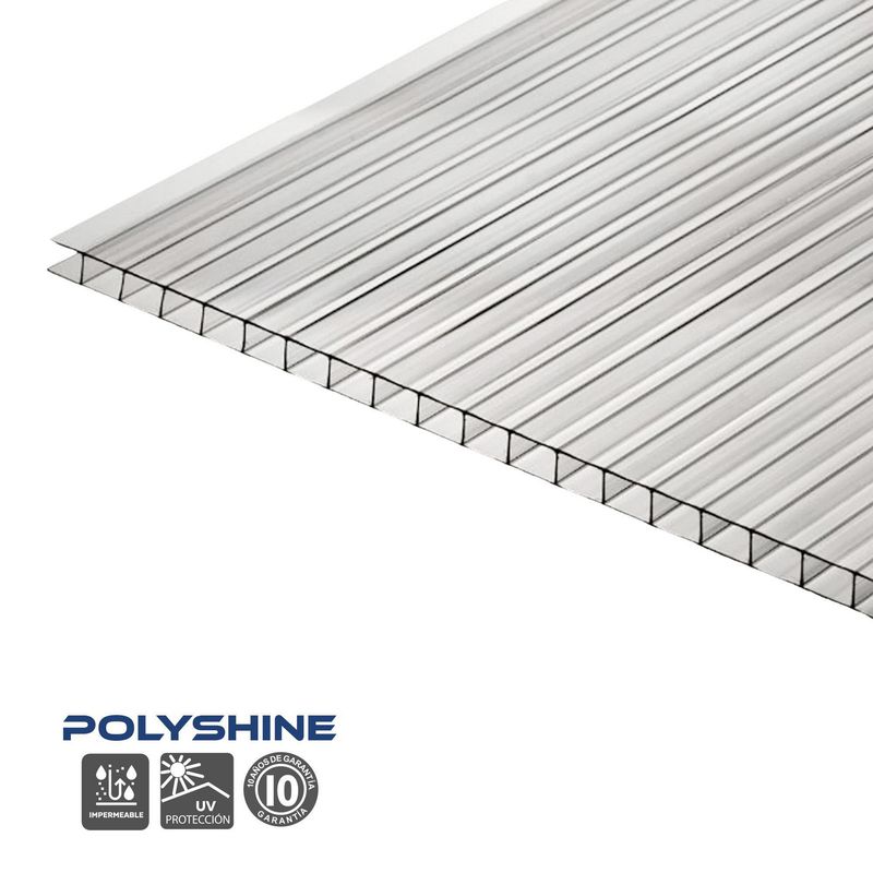 POLYARQ - Techo de Policarbonato Alveolar Transparente 2.10m x 5.80m x 5.5mm Polyshine