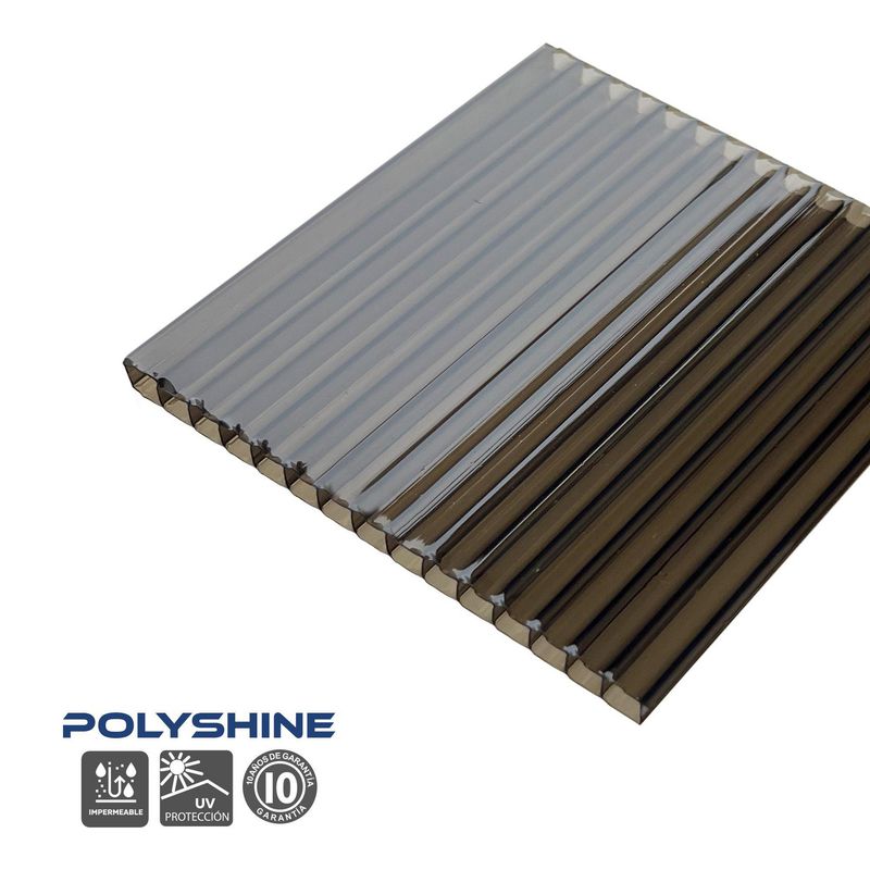 POLYARQ - Techo de Policarbonato Alveolar Bronce 2.10m x 11.60m x 5.5mm Polyshine