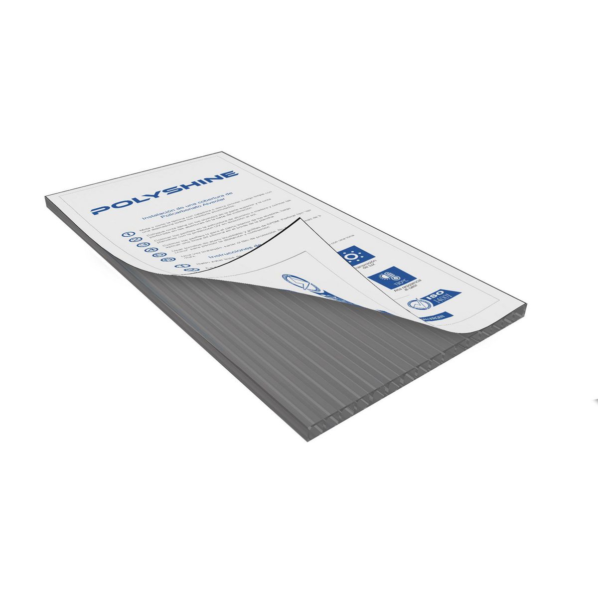 POLYARQ - Techo de Policarbonato Alveolar Gris 2.10m x 5.80m x 5.5mm Polyshine