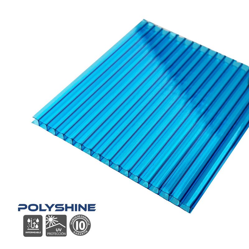 POLYARQ - Techo de Policarbonato Alveolar Turquesa 2.10m x 11.60m x 5.5mm Polyshine