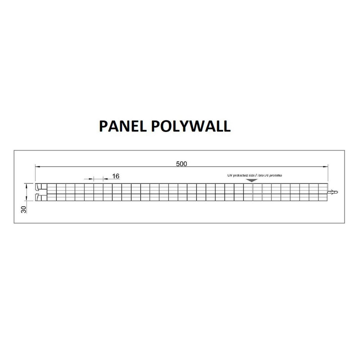 POLYARQ - Pared de policarbonato Polywall 30mm Transparente 0.5m x 11.80m