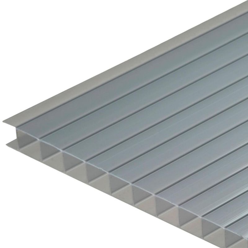 POLYARQ - Techo de Policarbonato Alveolar Gris Reflectivo 1.05m x 2.95m x 8mm Polygal