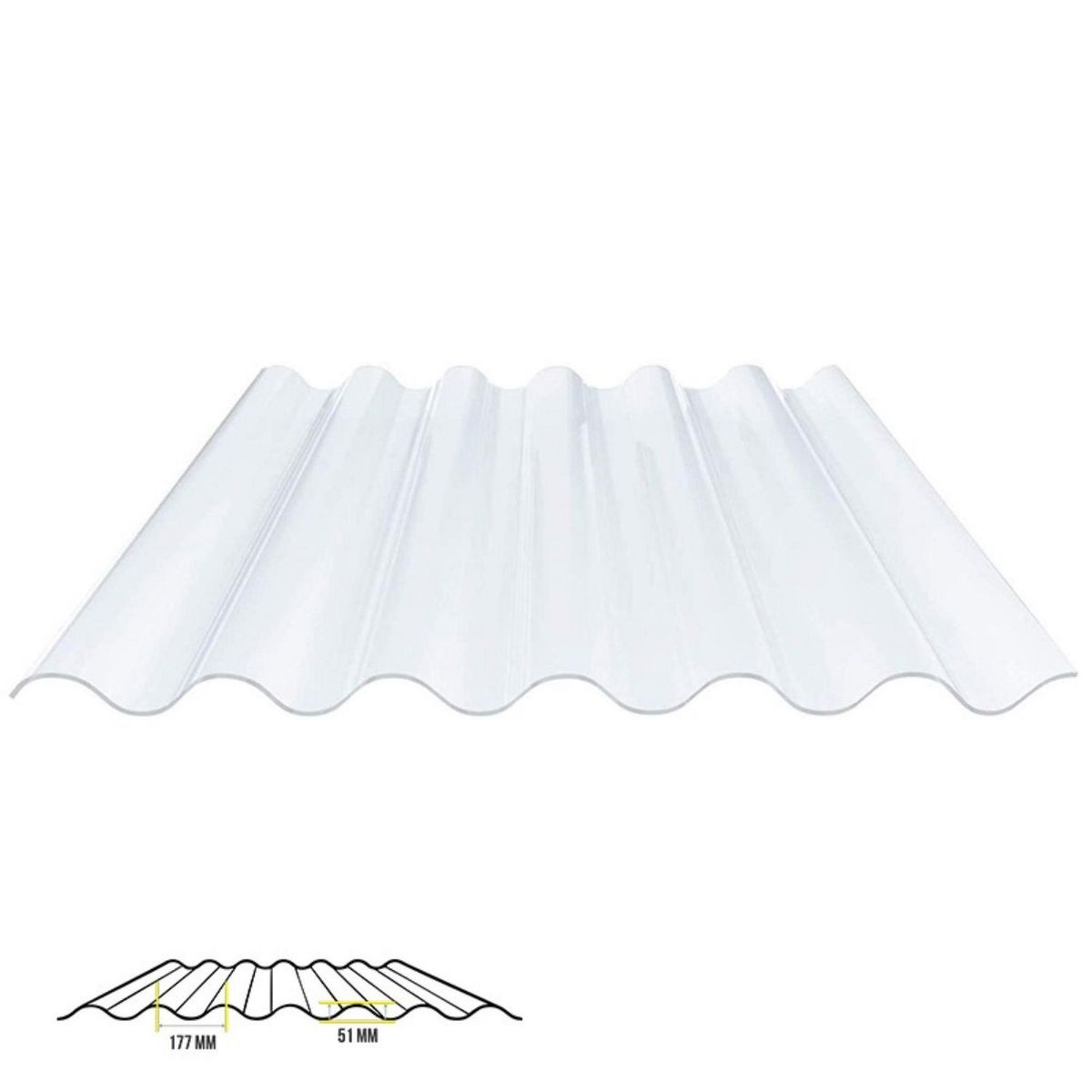 POLYARQ - Plancha de Policarbonato Corrugado Transparente 0.81m x 3.05m x .06mm