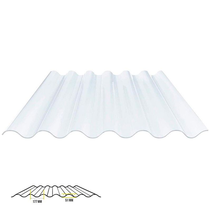 POLYARQ - Plancha de Policarbonato Corrugado Transparente 0.81m x 6.1m x .06mm