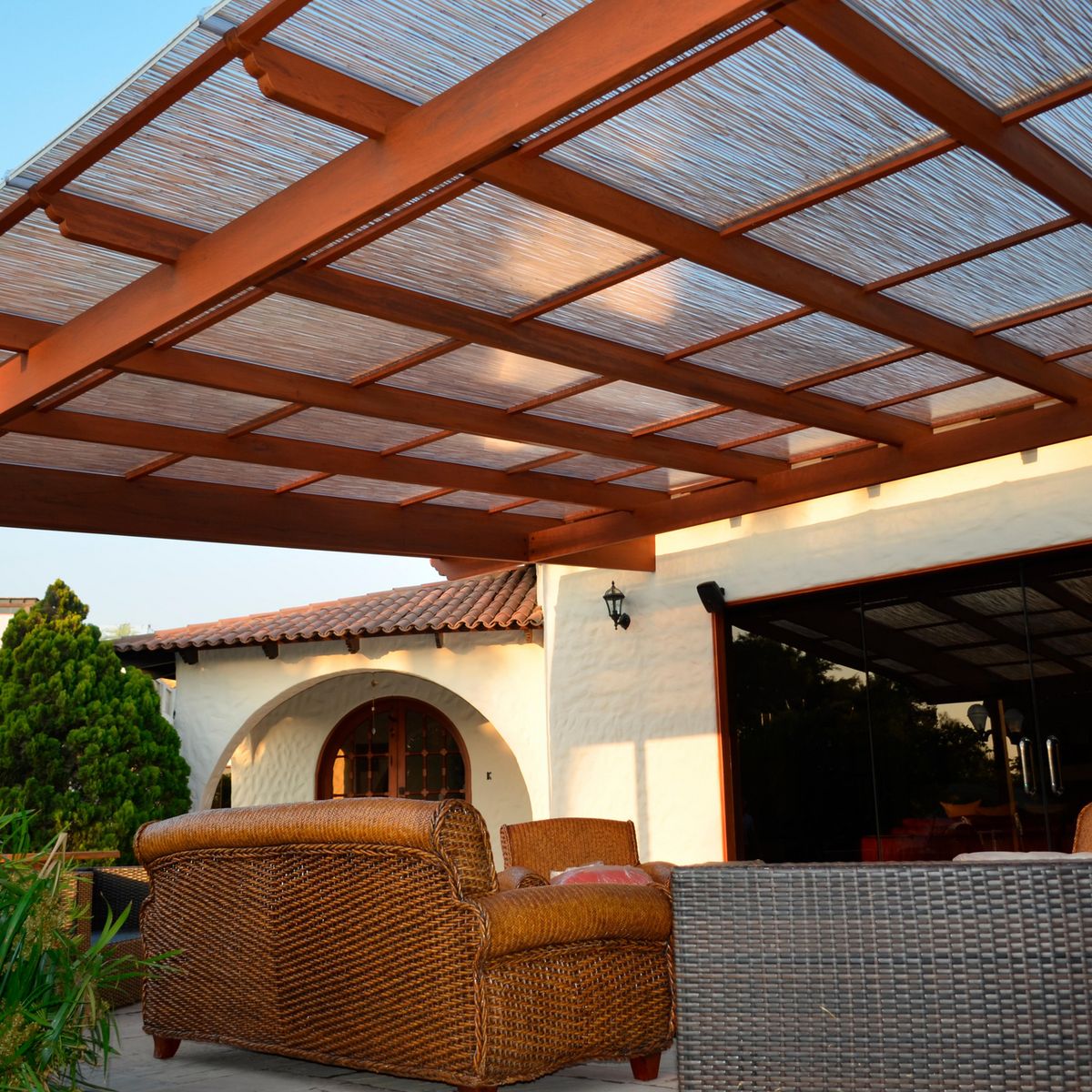 POLYARQ - Techo de Policarbonato Alveolar con Bambú Natural 1m x 2m x 8mm