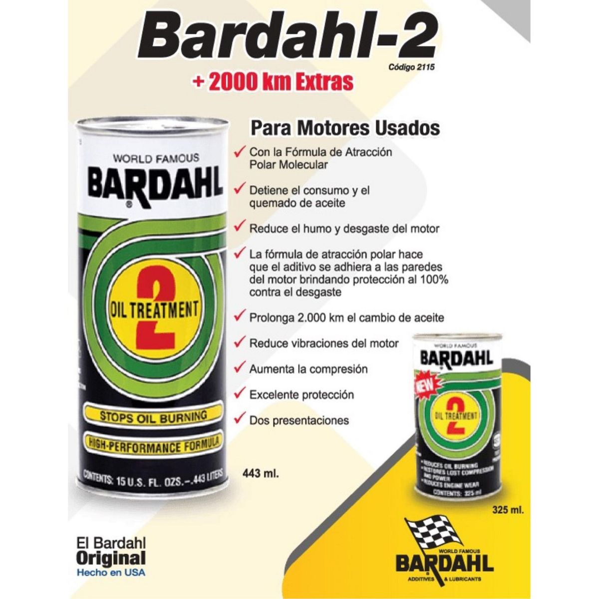  - Aditivo para Aceite Bardahl 2 b-2 para Motores que Queman Aceite