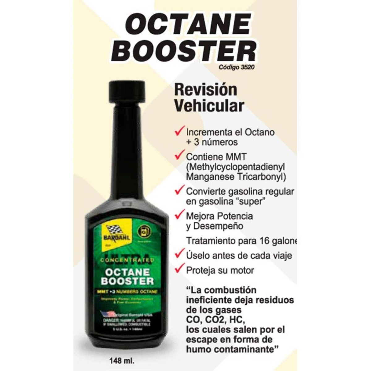  - Aditivo para Gasolina Octane Booster que Eleva 3 Octanos Ultra