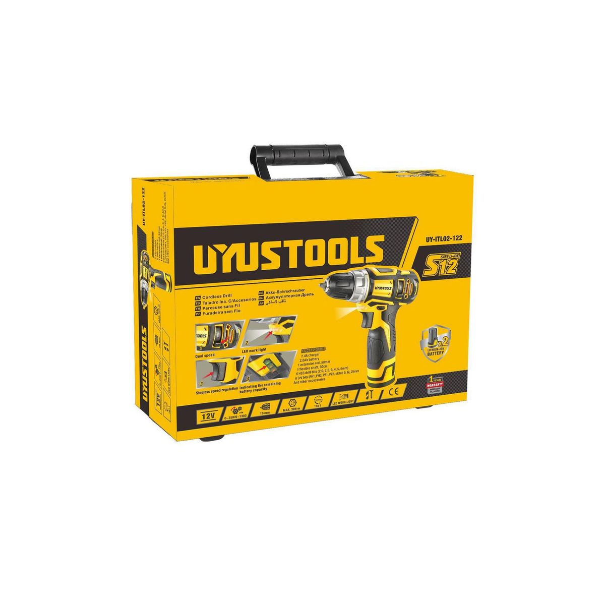 UYUSTOOLS - Taladro Inalámbrico 12V UYUSTOOLS