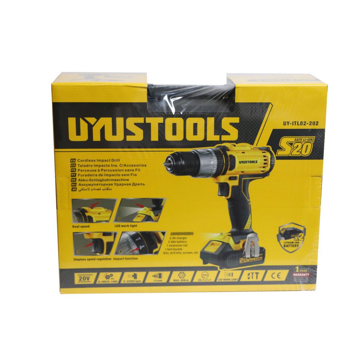 UYUSTOOLS - Taladro Inalámbrico percutor 20V UYUSTOOLS