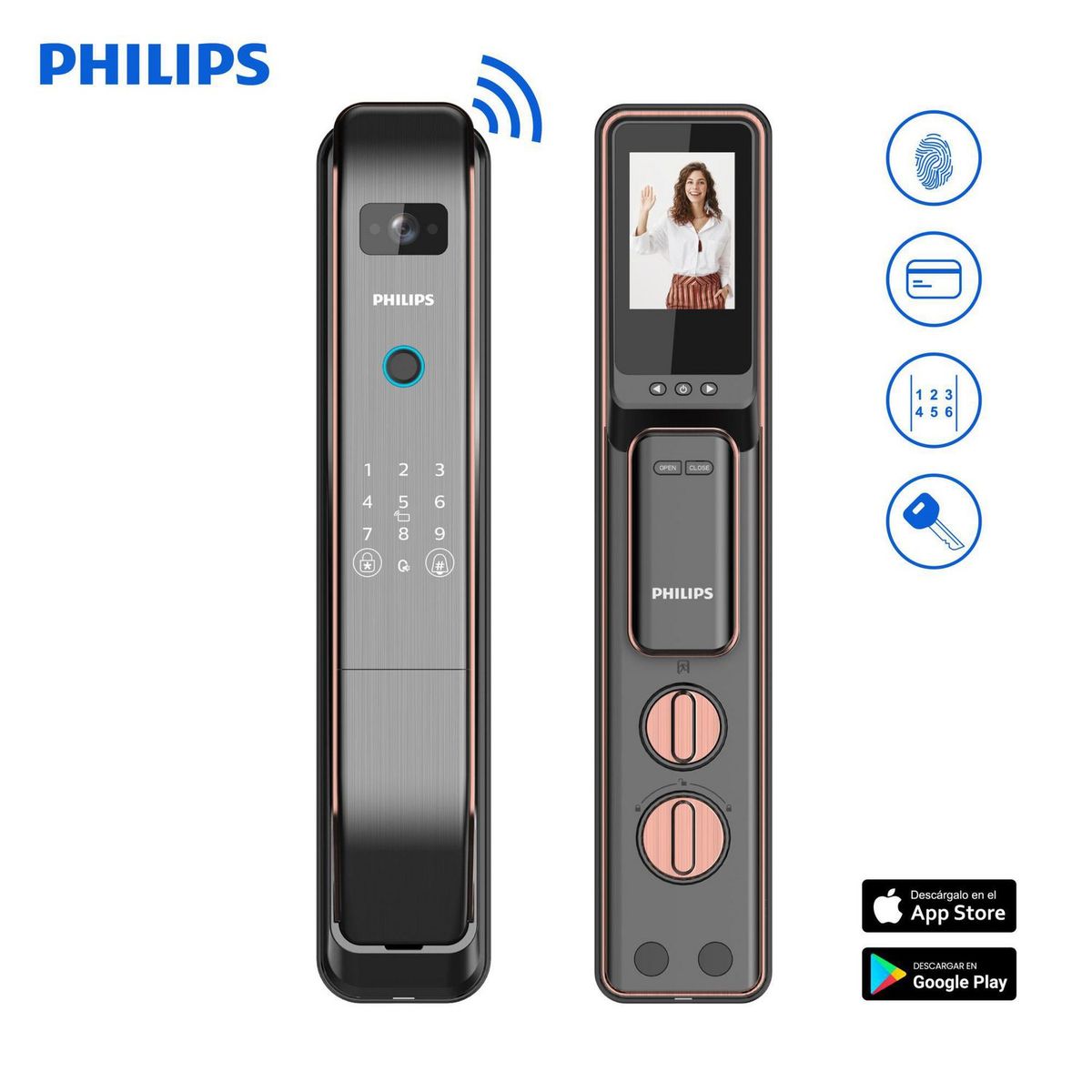 PHILIPS - Cerradura Inteligente Philips Negro Cobre 303 VP-5HWS