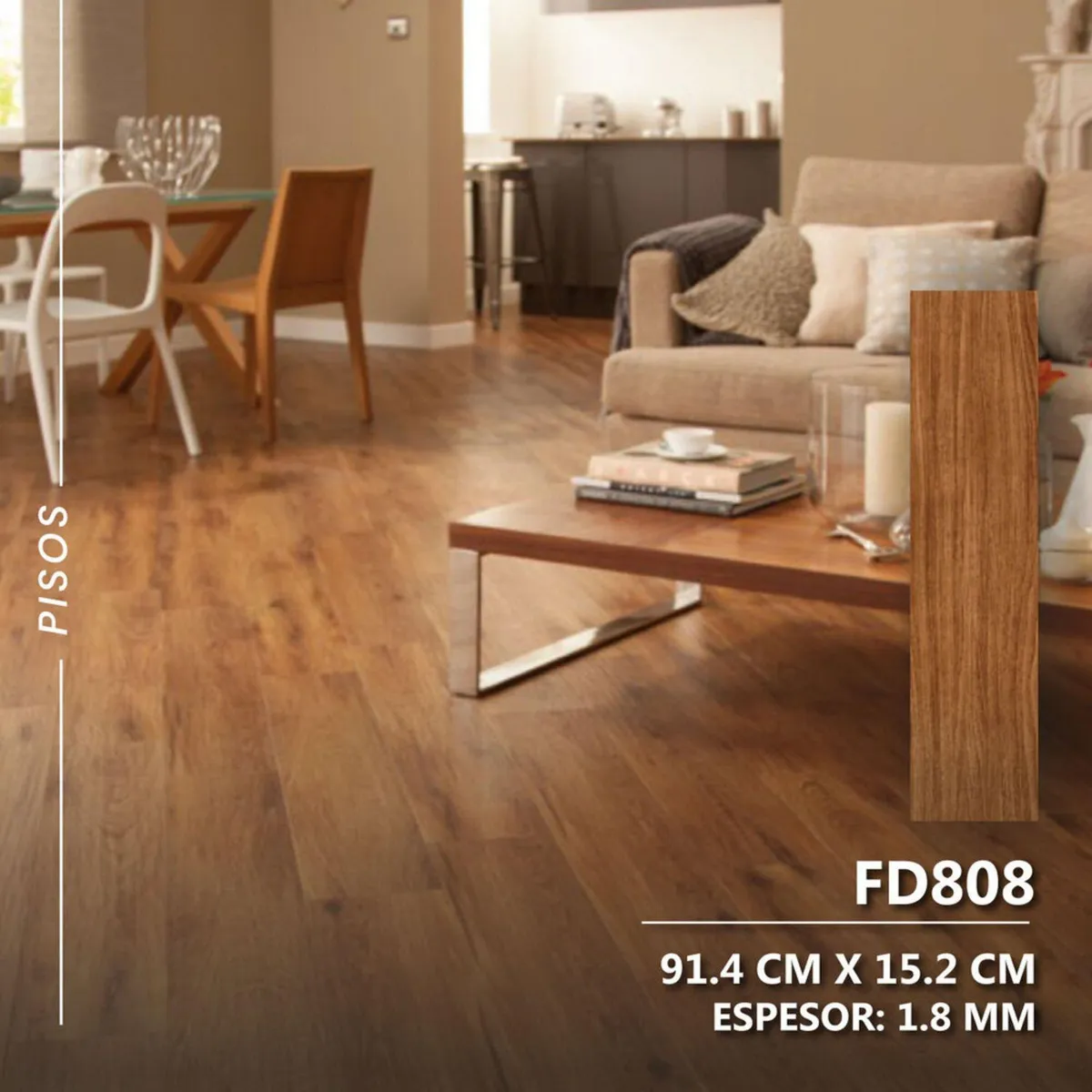 Piso PVC Autoadhesivo Cedro 1.6mm 91.4x15.2 cm 5m2, marca DECOKASA - Foto Principal