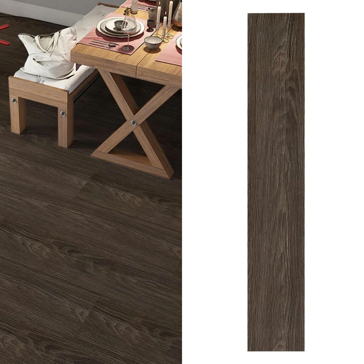 DECOKASA - Piso SPC Ebano 18x122cm 5.5mm - Venta por caja