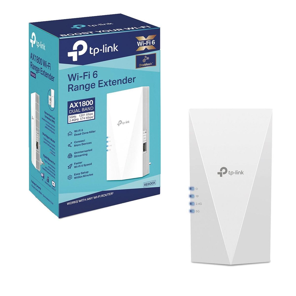 TP LINK - Extensor de Rango RE600X Wi-Fi 6 Dual Band AX1800