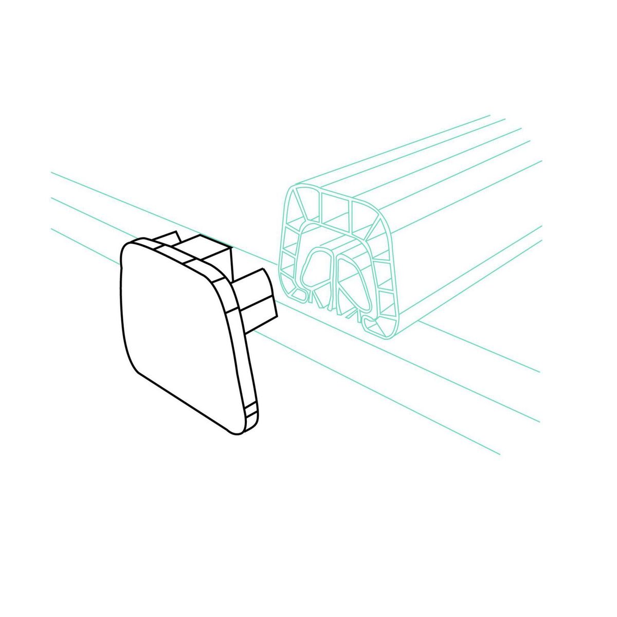 POLYARQ - Sistema Topgal: Tapa Perfil Clear Accesorio Terminal