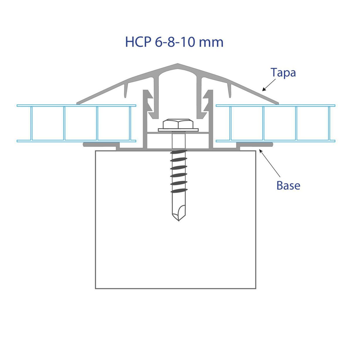 POLYARQ - Conector Para Planchas De Policarbonato Hcp Base Y Tapa Clear 2.95
