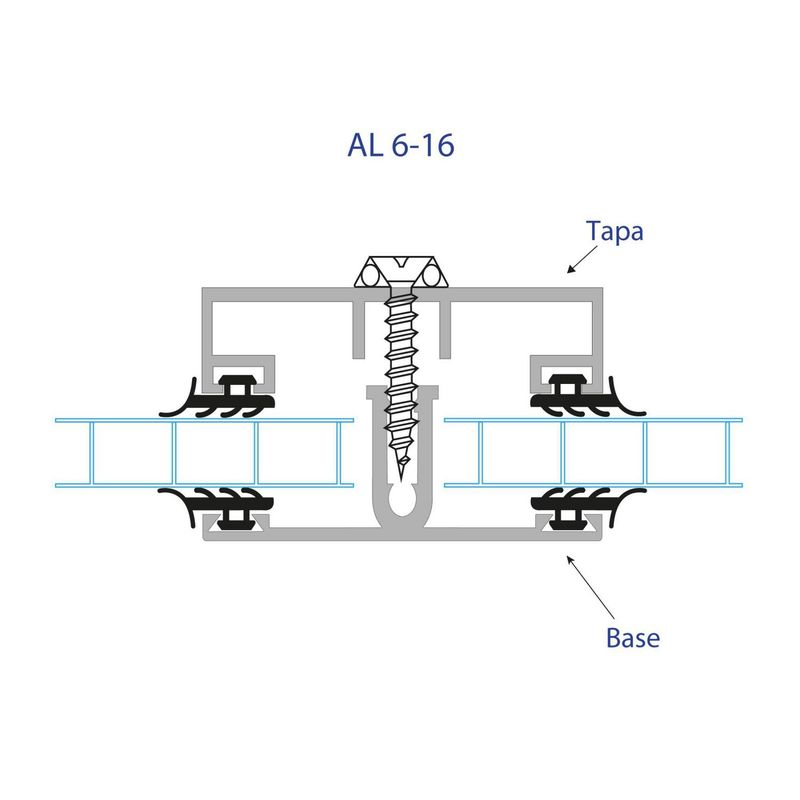 POLYARQ - Conector De Aluminio Impermeable Base Para Policarbonato: Al 6-16 Base Anz  6.0 Mt