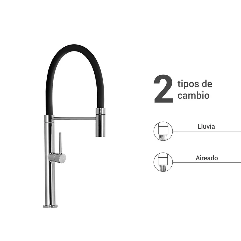 Monomando Cocina Flexible Silver/Black Sodimac Falabella