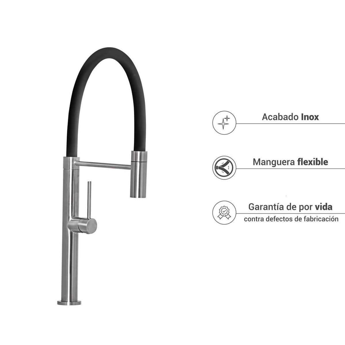 VAINSA - Monomando de Cocina Silver/Black