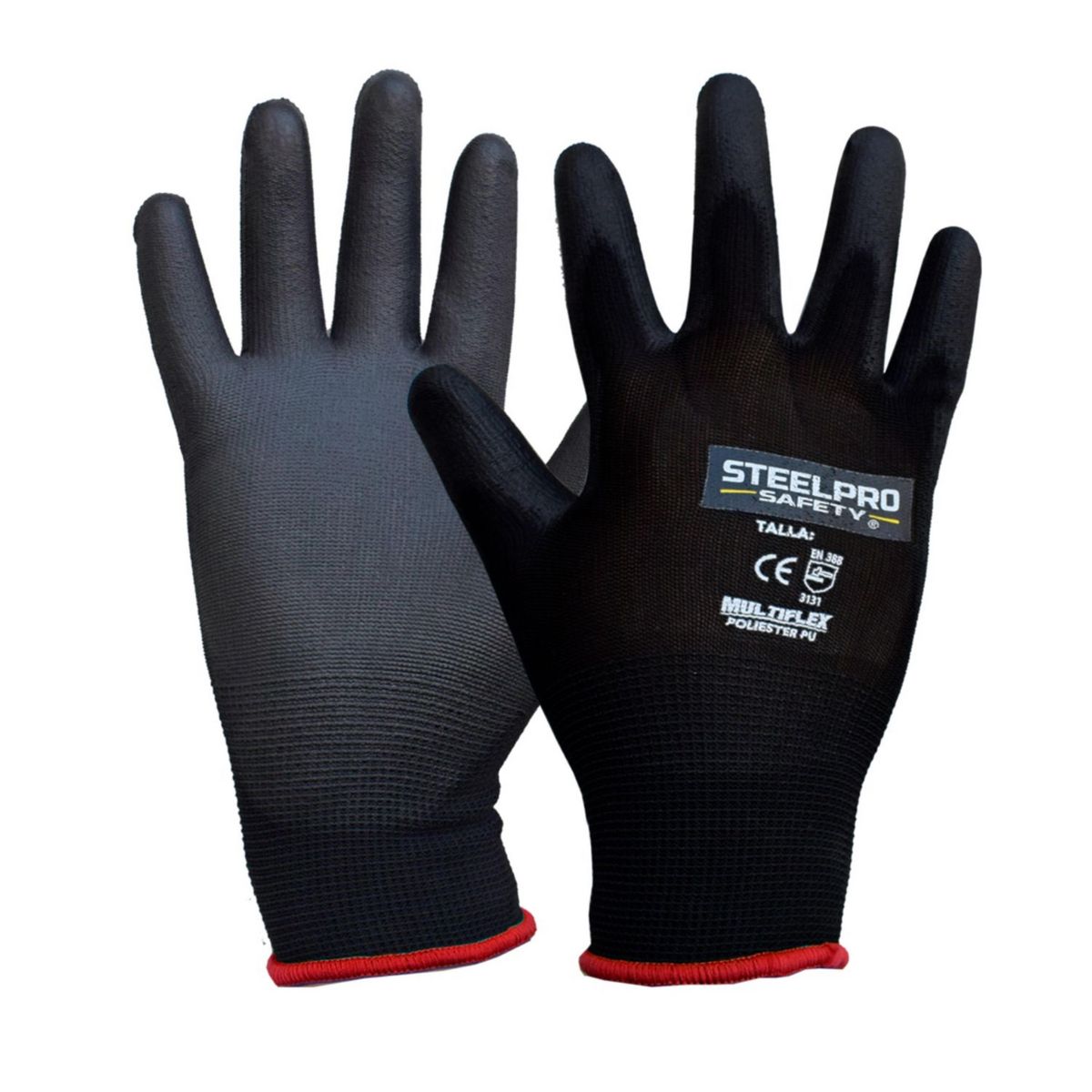 STEELPRO - Guantes de Seguridad de Nylon con Poliuretano Negro